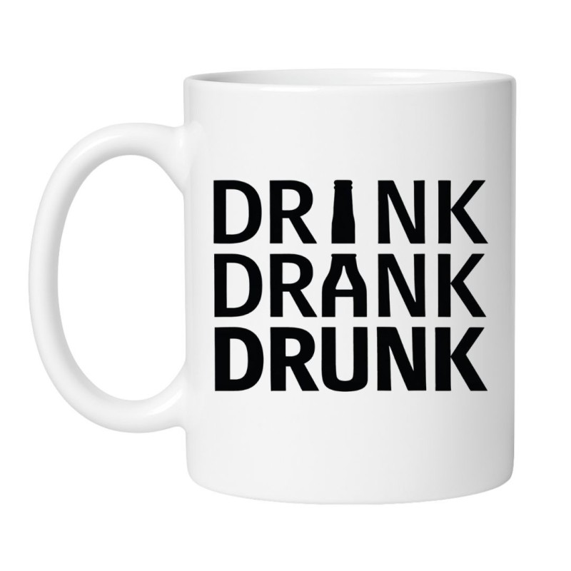 kubek drink drank drunk z czarnym napisem minimalistyczny