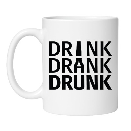kubek drink drank drunk z czarnym napisem minimalistyczny