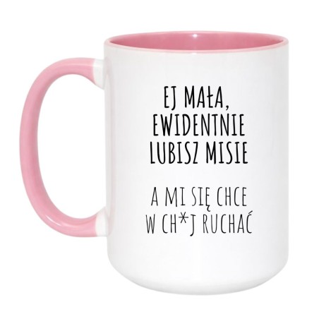 Kubek duży biało-różowy 450 ml z nadrukiem bez cenzury – zabawny gadżet do domu
