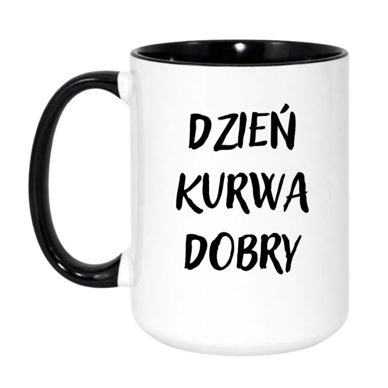 Kubek duży biało-czarny 450 ml z chamskim nadrukiem – śmieszny kubek do pracy i kawy.