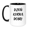 Kubek duży biało-czarny 450 ml z chamskim nadrukiem – śmieszny kubek do pracy i kawy.