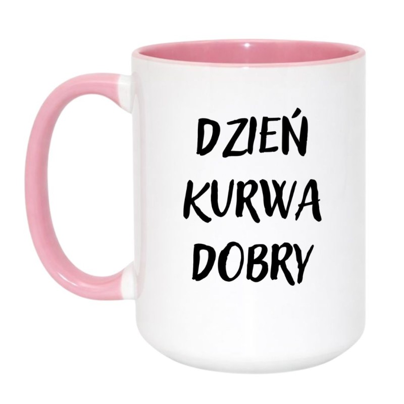 Kubek duży biało-różowy 450 ml z wulgarnym napisem – kubek bez cenzury, sprawdź bestseller.