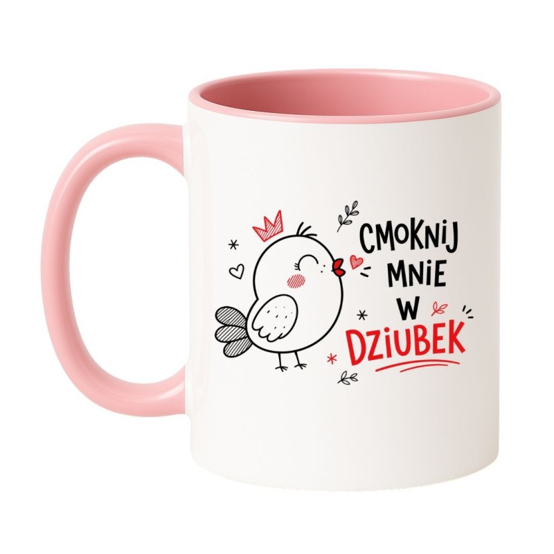 kubek dla pary z uroczą grafiką ptaszka