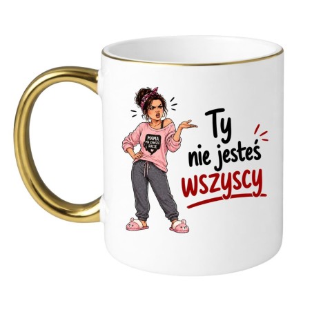 prezent dla mamy kubek z zabawną grafiką kobiety