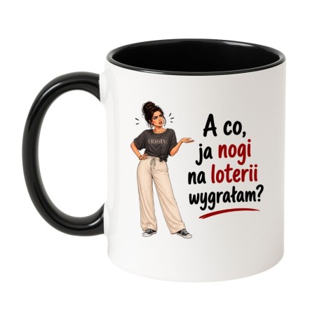 Kubek dla mamy "A co ja nogi na loterii wygrałam?" prezent na Dzień Matki