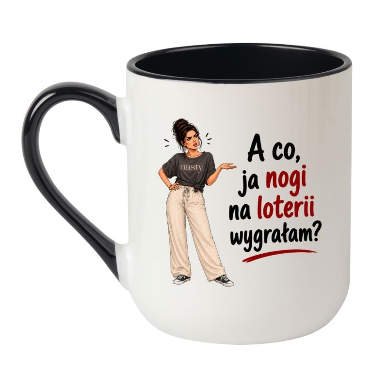 Kubek dla mamy "A co ja nogi na loterii wygrałam?" prezent na Dzień Matki