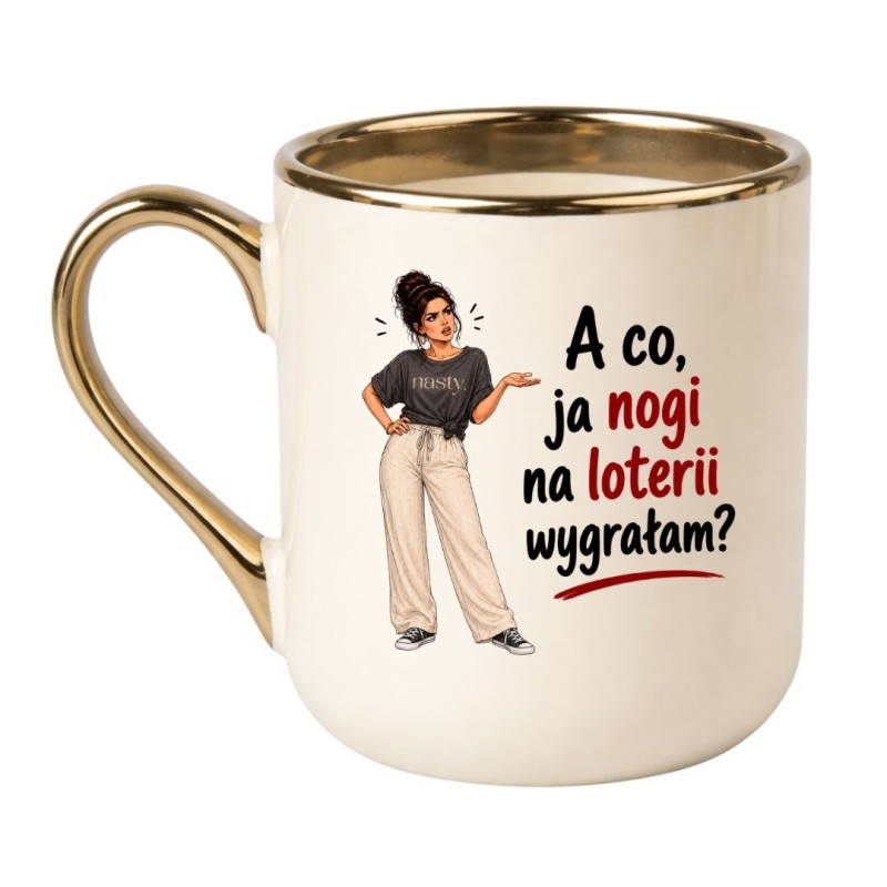 Kubek dla mamy "A co ja nogi na loterii wygrałam?" prezent na Dzień Matki
