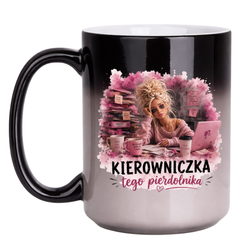 Magiczny kubek zmieniający kolor "Kierowniczka tego pierdolnika"