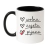 Śmieszny kubek "Wolna zajęta pijana" na prezent dla niej