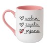 Śmieszny kubek "Wolna zajęta pijana" na prezent dla niej