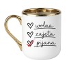 Śmieszny kubek "Wolna zajęta pijana" na prezent dla niej