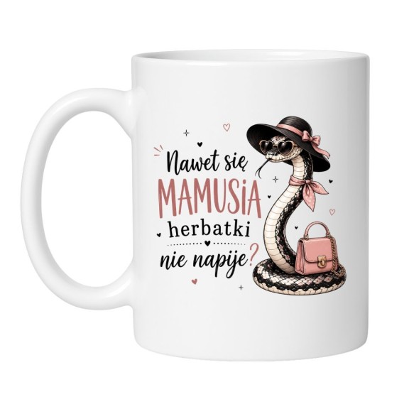 Kubek Nie wkurwiaj mamusi z humorystycznym napisem