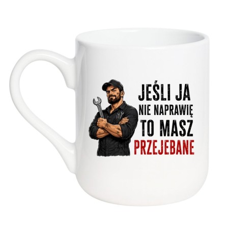 Kubek z mechanikiem i kluczem
