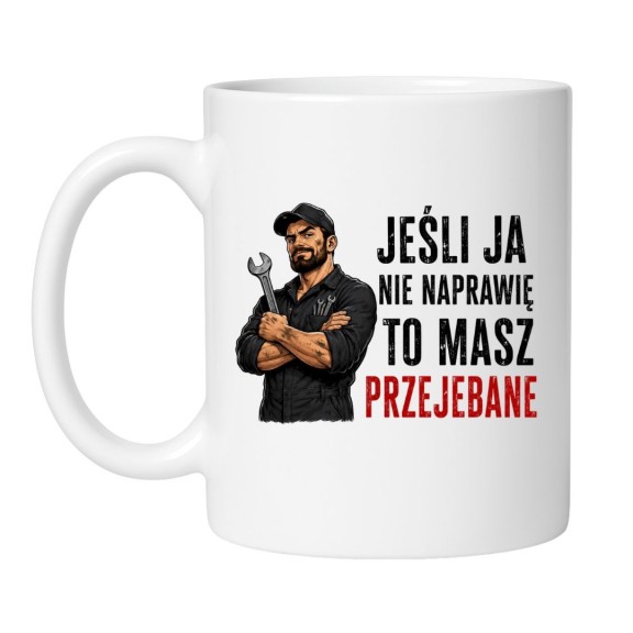 Kubek dla mechanika z napisem