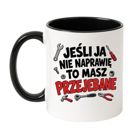 Śmieszny kubek warsztatowy z narzędziami