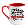 Kubek z czerwono-czarnym nadrukiem