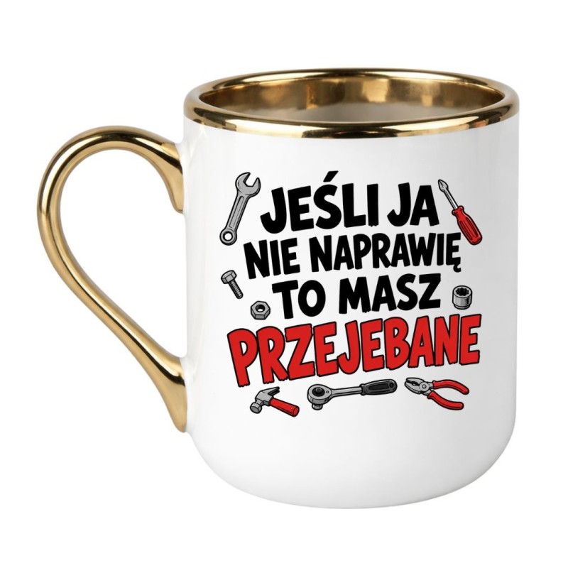 Śmieszny kubek do pracy w warsztacie