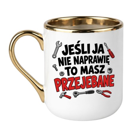 Śmieszny kubek do pracy w warsztacie