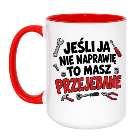 Kubek z zabawnym tekstem do garażu