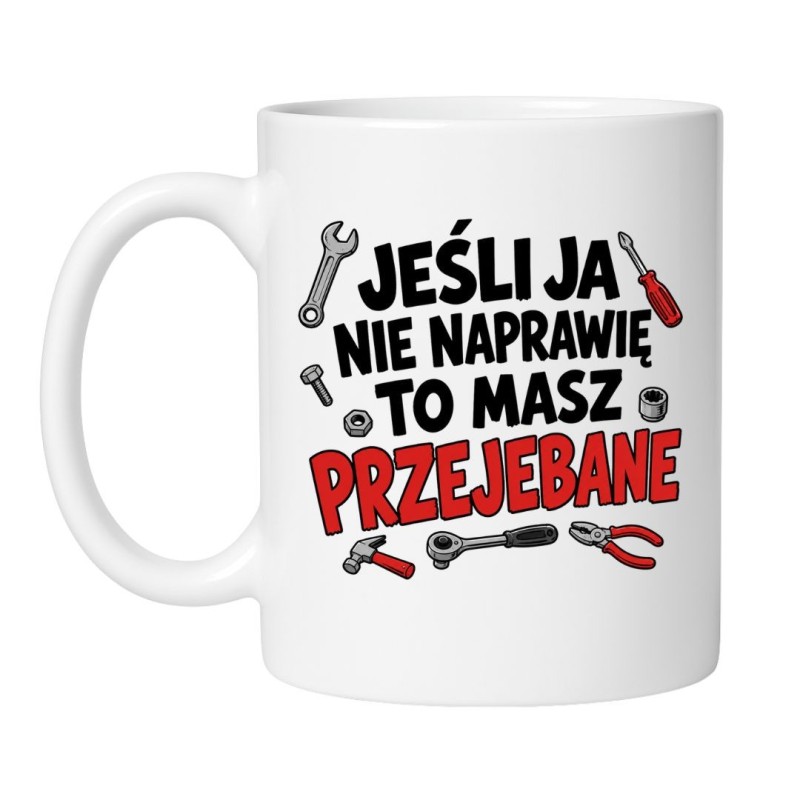 Kubek dla mechanika z zabawnym napisem
