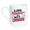 Kubek z różowo-czarną grafiką dla kobiety