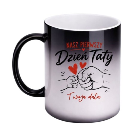 Magiczny kubek z grafiką dłoni dziecka i taty