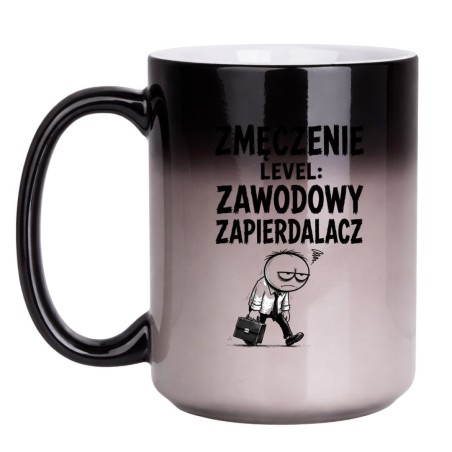 Kubek zmieniający kolor do pracy „Zmęczenie Level: Zawodowy Zapierdalacz”