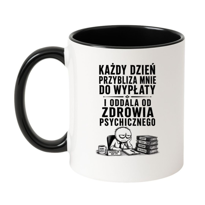 Kubek z czarnym humorem dla pracownika biurowego