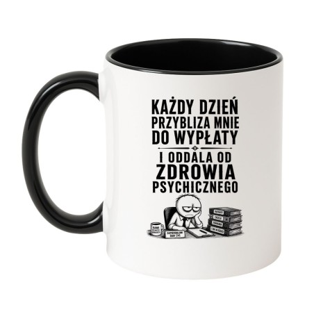 Kubek z czarnym humorem dla pracownika biurowego