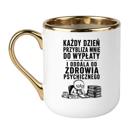 Kubek z grafiką zmęczonego pracownika