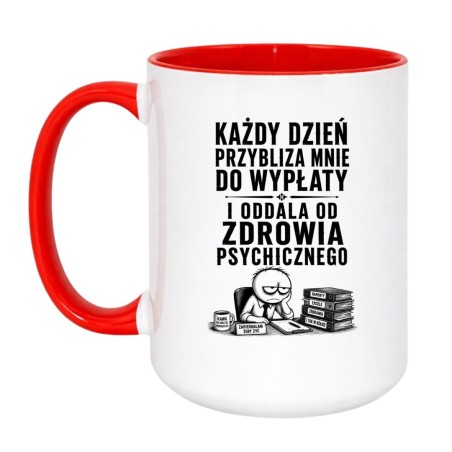 Kubek do kawy z motywem pracy i wypłaty
