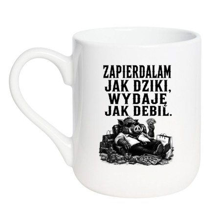 Kubek z zabawnym tekstem o finansach