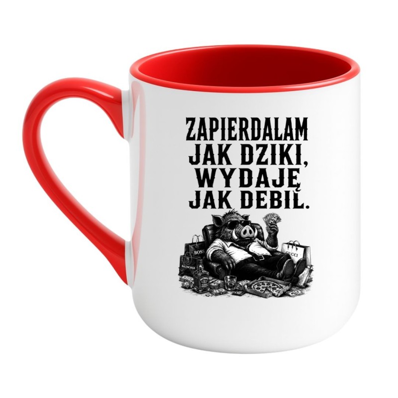 Kubek z dzikiem i humorystycznym nadrukiem