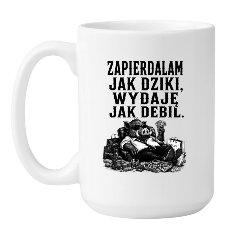 Kubek do kawy z ironicznym napisem