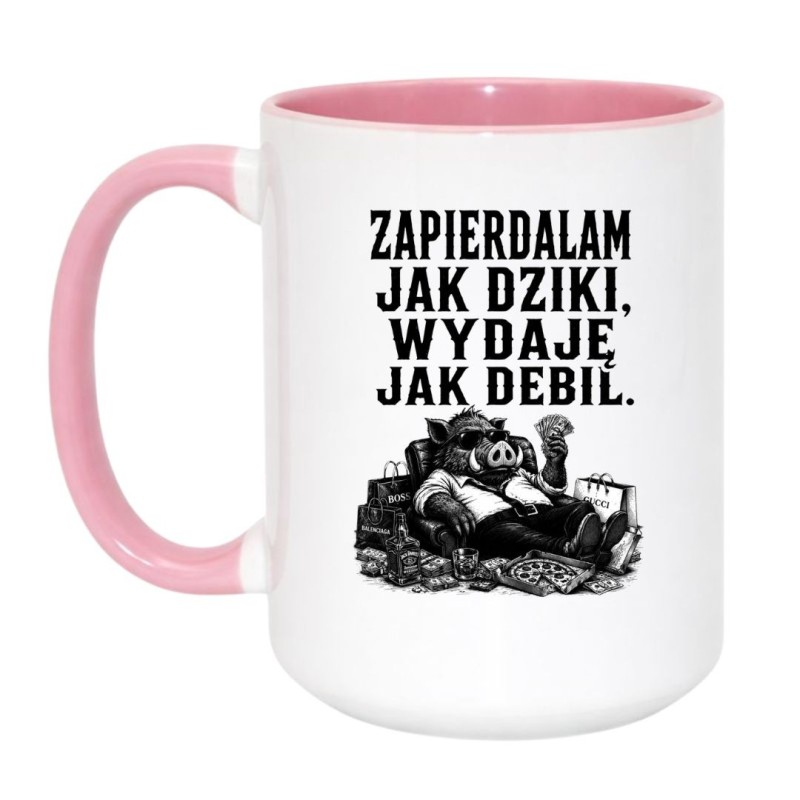Kubek z nadrukiem o wydatkach i pieniądzach