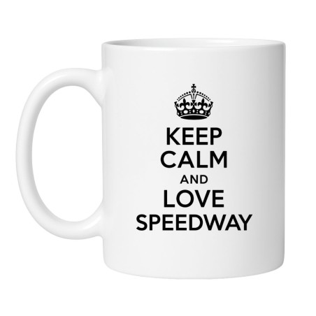 Śmieszny kubek dla fana żużla Keep Calm and Love Speedway
