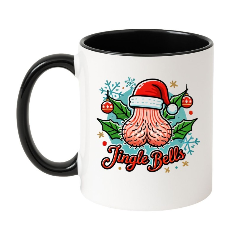 Kubek biało-czarny 330 ml Jingle Bells na prezent