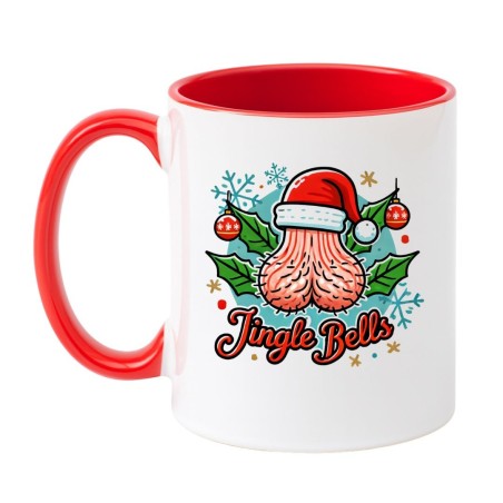 Kubek biało-czerwony 330 ml Jingle Bells śmieszny wzór