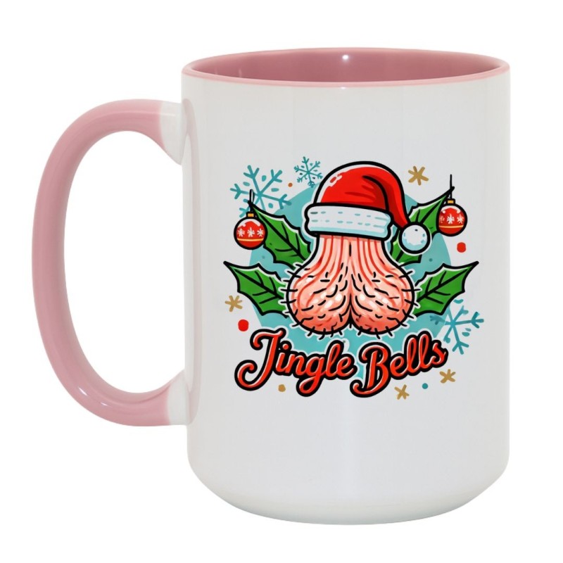 Kubek biało-różowy 450 ml Jingle Bells bożonarodzeniowy