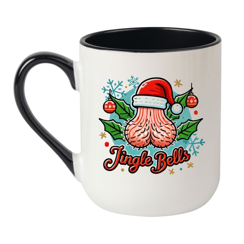 Elegancki kubek biało-czarny 330 ml Jingle Bells prezent