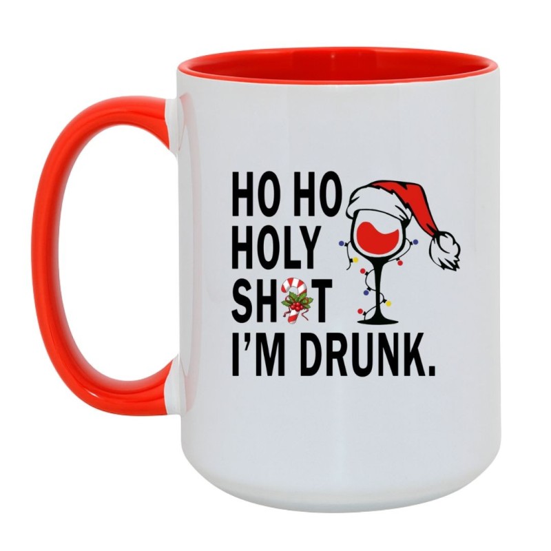 Kubek biało-czerwony 450 ml Ho Ho Holy Shit I'm Drunk zabawny prezent
