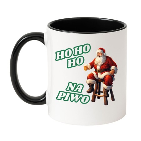 Kubek biało-czarny 330 ml Ho Ho Ho na piwo dla fana piwa