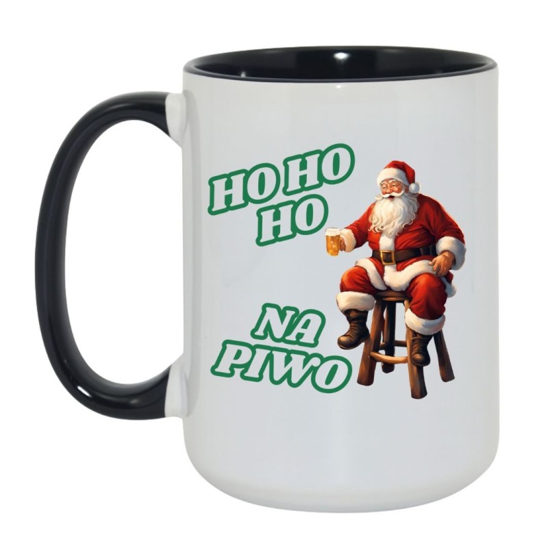 Kubek biało-czarny 450 ml Ho Ho Ho na piwo zabawny prezent