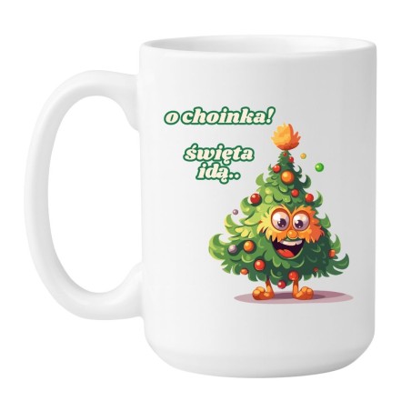 Kubek biały 450 ml O choinka! Święta idą