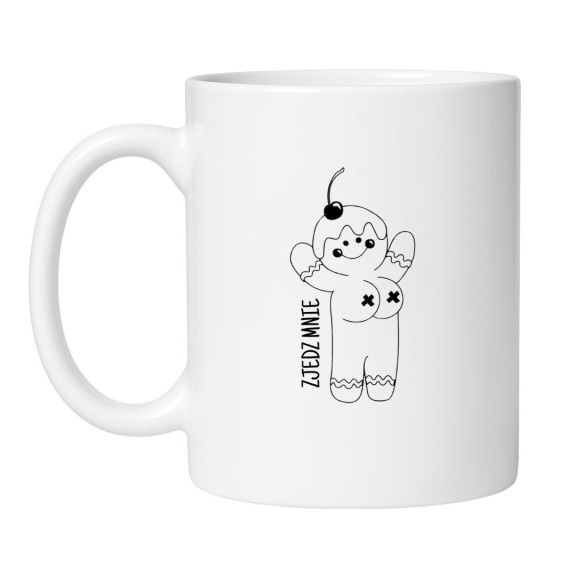 Kubek biały 330 ml Zjedz mnie z napisem humorystycznym