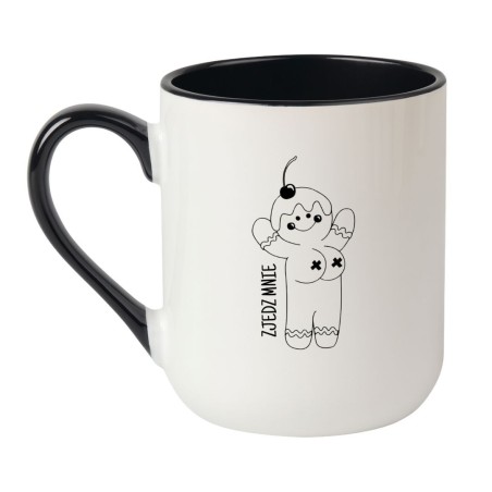 Elegancki kubek biało-czarny 330 ml Zjedz mnie czarny humor