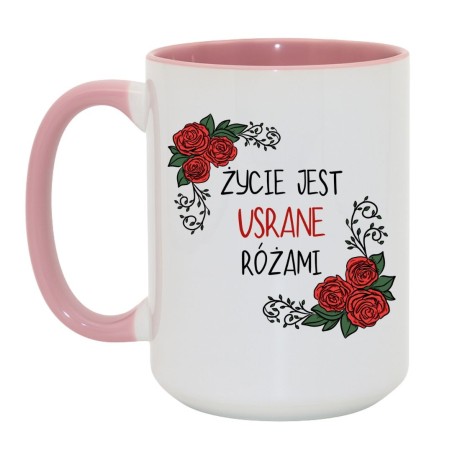 Kubek biało-różowy 450 ml z ironicznym napisem – idealny prezent na urodziny