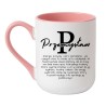 Elegancki kubek biało-różowy 330 ml z imieniem „Przemysław” i śmiesznym opisem osobowości.