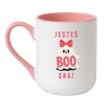 Elegancki kubek biało-różowy 330 ml z duchem i napisem „Jesteś BOO-ska!” na prezent dla niej.