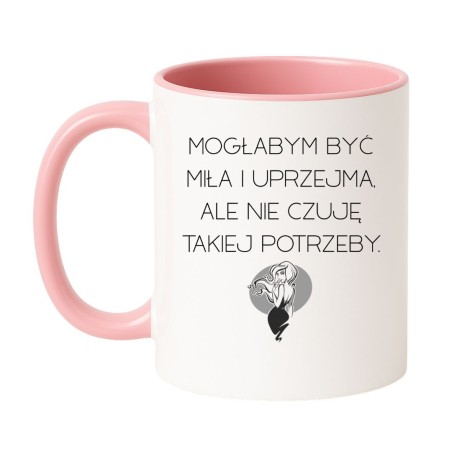 Kubek biało-różowy 330 ml z zabawnym napisem dla przyjaciółki lub żony.